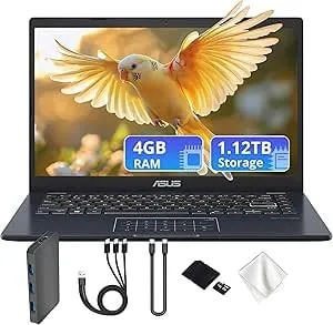 Asus Vivobook Go 14" Fhd Business Laptop, Intel Celeron n4500, Intel Uhd Graphics, 4gb ddr4 Ram, 1.12tb Storage (128gb Emmc&1tb Docking Station), Numeric Keypad, Wi-Fi 5, Win 11, Star Black