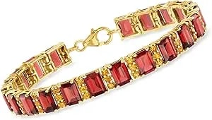 Ross-Simons 25.00 Ct. T.W. Garnet Bracelet With 2.00 Ct. T.W. Citrines In 18kt Gold Over Sterling