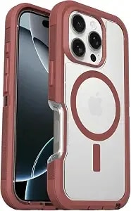 Otterbox Iphone 16 Pro Defender Series Xt Clear Case - Tough, Rugged & Durable Iphone Case, Snaps On Magsafe, Pressure-Fitted Dual-Layer Iphone Case - Non-Retail Packaging (Brick Red Clear)