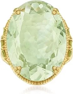 Ross-Simons 20.00 Carat Prasiolite And .80 Ct. T.W. Peridot Ring In 18kt Gold Over Sterling