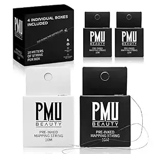 4pack Brow Mapping String 33ft Pre-Inked Black & White Eyebrow Mapping Thread For Permanent Makeup Microblading Supplies Marking Symmetrical Eyebrows
