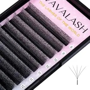 Vavalash W-Shaped Eyelash Extension 5d Premade Fans 0.07 D Curl Volume Lash Extensions Easy Fanning Lashes Matte Black Volume Premade Cluster W Lashes(W Shaped-5d-0.07-D-8-15mm）