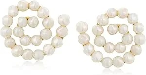 Ross-Simons 3-3.5mm Cultured Pearl Swirl Earrings In 18kt Gold Over Sterling