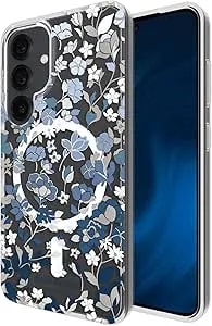 Kate Spade New York Samsung Galaxy s25 Case - [Magnetic And Wireless Charging] - Designer Phone Case - Flowerbed Blue Gems