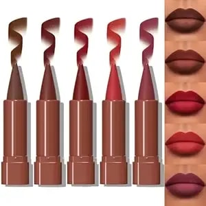 Matte Lip Liner Set Gradient Velvet Lip Crayon With Retractable And Long-Lasting Lipsticks For Women And Gift (5 Pcs #05-#09)