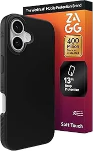 Zagg Manhattan Snap Phone Case For Iphone 17 - Black, Drop Protection (13ft/4m), Soft-Touch Silicone, Slim & Lightweight, Smooth Surface & No-Slip Grip, Magsafe Compatible