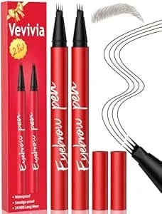 Vevivia Beauty Eyebrow Pencils For Women - Eyebrow Pen 2 Pack, Precise 4-Tip Brow Pencil For Natural-Looking Fuller Brows, Hair-Like Strokes For All Brow Types, Last All-Day Brow Pen, Dark Brown