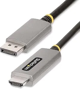 Startech.Com 6ft (2m) Displayport To HDMI Adapter Cable, 8K 60Hz, 4K 144Hz, HDR10, DP 1.4 To HDMI 2.1 Active Video Converter, Displayport Desktop To HDMI Monitor (133DISPLAYPORTHDMI21)