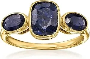 Ross-Simons 3.30 Ct. T.W. Sapphire 3-Stone Ring In 18kt Gold Over Sterling