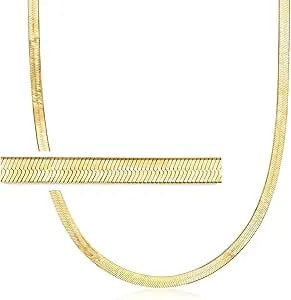 Ross-Simons Italian 4mm 18kt Gold Over Sterling Herringbone Necklace