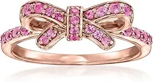 Ross-Simons 0.30 Ct. T.W. Pink Sapphire Bow Ring In 18kt Rose Gold Over Sterling
