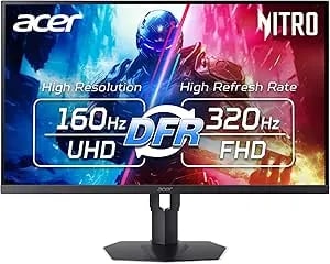 Acer Nitro 27” 4K UHD 3840 X 2160 Gaming IPS Miniled Monitor - AMD Freesync Premium - 160Hz Refresh Rate To FHD 320Hz (DFR) - Up To 0.5ms - 1 X Display Port 1.4 & 2 X HDMI 2.1 Ports - XV275K V3biipprx
