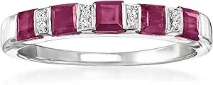Ross-Simons 1.50 Ct. T.W. Ruby Ring With Diamonds In Sterling Silver
