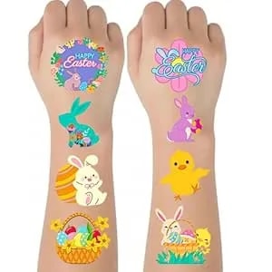 Artcreativity 240 Pcs Easter Individual Temporary Tattoos For Kids - Pack Of 240, 2 Inch Tattoos In 8 Festive Designs - Easter Basket Stuffers And Egg Fillers For Kids