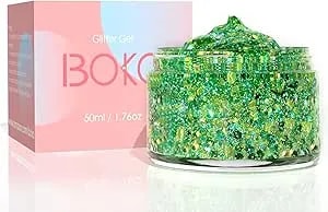 Boko 50ml Body Glitter Gel, Green St. Patrick'S Day Mermaid Chunky Glitter Gel For Face Hair Body Sparkle Makeup, Cosmetic Face Glitter Sequins For St. Patrick'S Day Coachella Concert Rave Accessories