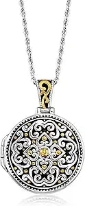 Ross-Simons Two-Tone Sterling Silver Bali-Style Locket Necklace. 18 Inches
