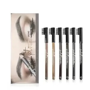 Eyebrow Pencil, 6 Colors Eyebrow Pencil Eyeliner Set, Soft Texture Eyebrow Makeup Brush, Easy To Paint, Long-Lasting, Used To Fill In Sparse Areas And Crevices For A Natural Eyebrow Look