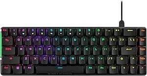 Asus Rog Falchion Ace 65% Rgb Compact Gaming Mechanical Keyboard, Lubed Rog Nx Red Switches & Switch Stabilizers, Sound-Dampening Foam, Pbt Keycaps, Wired With Kvm, Three Angles, Cover Case-Black