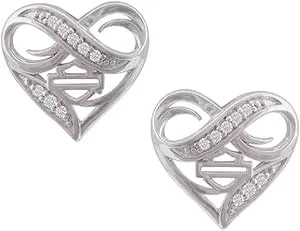 Harley-Davidson Women'S Infinity Thorn Heart Post Earrings, Sterling Silver