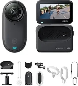 insta360 Go 3s Cycling Multiview Bundle - 128 Gb Black 4k Tiny Portable Vlogging Camera, Hands-Free Povs, Mount Anywhere, Stabilization, 140 Min Battery Life, 10m Waterproof, Pet Pov, Black