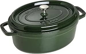 Staub Cast Iron Roaster/Cocotte, Oval 31 Cm, 5.5 L, Basil/Green