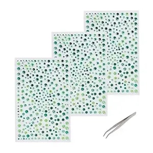 Green Face Rhinestone Stickers St. Patrick'S Day Face Jewels Gems Glitter Mixed Green Rhinestone For Shamrock Clover Makeup 630pcs Self Adhesive Face Gems Tattoos For Irish Day Party Hair Body Gem