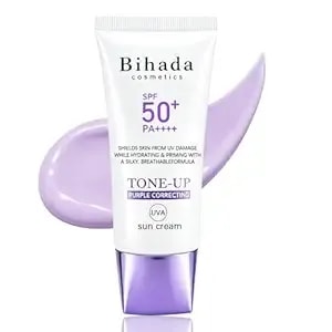 Face Primer, Pore Eraser & Blurring Primer, Oil Control & Moisturizing, Tone Up Color Corrector For Uneven Skin Tone, Lightweight & Long-Lasting 50ml, With Sunscreen Spf 50+ Pa++++ (Purple)