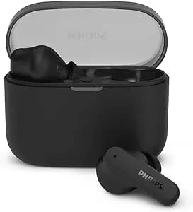 Philips t2000 True Wireless Bluetooth Earbuds - 14 Hours Play Time, Natural Sound, Clear Calls, Dynamic Bass, ipx4 Water Resistant, Black