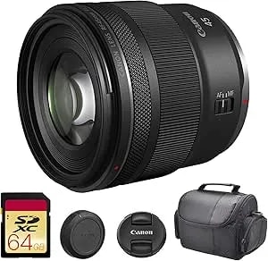 Canon Rf 45mm F/1.2 Stm Lens - Fast Wide-Aperture Prime With Smooth Af & Low-Light Performance - Great For Portraits, Weddings & Creative Photography (7198c002) + 64gb Memory Card + Camera Bag