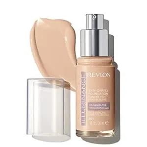 Revlon Illuminance Skin-Caring Liquid Foundation, Hyaluronic Acid, Hydrating And Nourishing Formula With Medium Coverage, 201 Creamy Natural, 1 Fl Oz