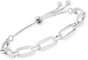 Ross-Simons Italian Sterling Silver Paper Clip Link Bolo Bracelet