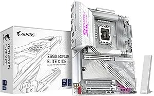 Gigabyte z890 Aorus Elite X Ice Intel Core Ultra (Series 2) Lga 1851 Motherboard, Atx, ddr5, 5x M.2, Pcie 5.0, Thunderbolt 4, wifi7, 2.5gbe Lan, Ez-Latch