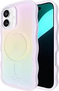 Kate Spade New York Iphone 16 Case - Compatible With Magsafe - Designer Phone Case - Wavy Opal Iridescent