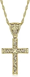Ross-Simons 18kt Gold Over Sterling Filigree Cross Pendant Necklace