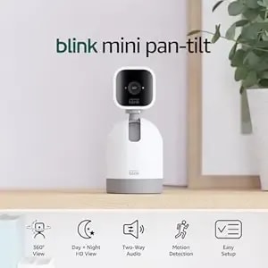 Blink Mini Pan-Tilt Camera (Newest Model), Rotating Indoor Plug-In Smart Security Camera, Two-Way Audio, Hd Video, Motion Detection, Works With Alexa (White)