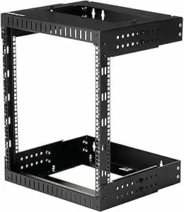 Startech.Com 2-Post 12U Heavy-Duty Wall Mount Network Rack, 19" Open Frame Server Rack With Adjustable Depth, Wall Mount Data Rack For IT / AV / Patch Panel / Computer Equipment (RK12WALLOA)