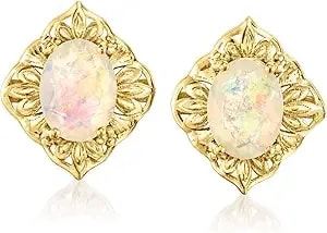 Ross-Simons Opal Marquise-Shaped Earrings In 18kt Gold Over Sterling