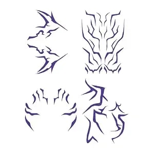 Anime Purple Temporary Tattoos For Dance, Cosplay, Halloween Accessories Temporary Tattoos Cosplay Tattoos Stickers Prop Demonn Cosplay Accessories (A)