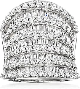 Ross-Simons 13.10 Ct. T.W. Cz Multi-Row Ring In Sterling Silver