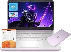 Hp 14 Laptop, Intel Quad-Core (Beat i3) ddr4 4gb Ram 128gb Ufs Storage, 1-Year Office 365 Win 11 Copilot Ai Computer For Student Study Back To School Work College