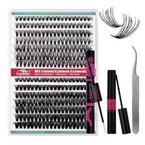 Fadvan Volume Lash Clusters Kit 280pcs Diy Eyelash Extension Kit D-Curl Cluster Eyelash Extensions 40+50d Mixed Lash Kit With Eyelash Bond And Seal Remover Tweezers(40d+50d, 0.07d, 9-16mm)