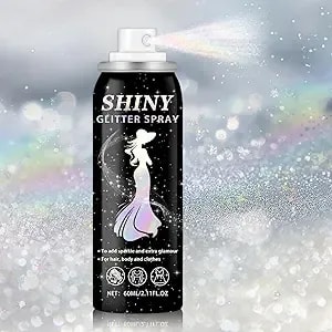 Ionsgako Body Glitter Spray, 60ml Shiny Silver Glitter Spray For Hair Body And Clothes,Long-Lasting Quick-Drying Holographic Ultra Fine Powder Glitter Hairspray For Festival Rave Stage Prom 2.11 Fl Oz