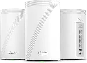 TP-Link Deco 7 Pro BE63 Tri-Band Wifi 7 BE10000 Whole Home Mesh System - 6-Stream 10 Gbps, 4x2.5G Ports Wired Backhaul, 4X Smart Internal Antennas, VPN, Homeshield, Free Expert Support (3-Pack)