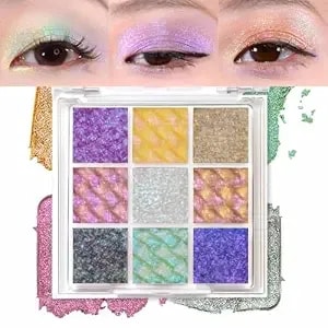 9 Color Multichrome Eyeshadow Palette,Sparkling Chameleon Glitter Shifting Eye Shadow, High Pigmented Waterproof Long-Lasting Vegan Makeup Palette #202