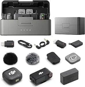 DJI Mic 3 Bundle (2 TX + 1 RX + Charging Case), Wireless Microphone For Iphone/Android/Camera, 32-Bit Float Internal Recording, Dual Band Anti-Interference, 28h Use, Available For Lightning Device