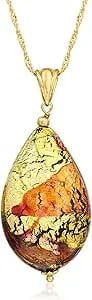 Ross-Simons Italian Multicolored Murano Glass Pendant Necklace In 18kt Gold Over Sterling