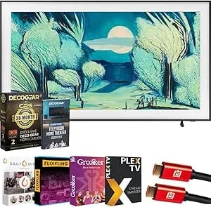 Samsung 65" The Frame ls03fa Qled 4k Tv 2025 Art Mode, Vision Ai - Cps Exclusive 26 Month Protection, 2x Hdmi Cables, Premiere Movies Streaming & Deco Gear Complete Home Theater Beginner'S Guidebook