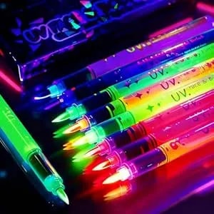 Ionsgako 8 Colors Glow In The Dark Face Body Paint Markers Pens For Skin, Uv Neon Face Paint Markers Under Uv Light For For Football, Halloween Makeup, Neon Glow Party Accessories