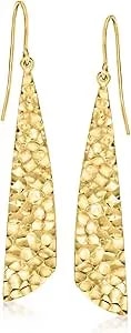 Ross-Simons 14kt Yellow Gold Hammered Triangular Drop Earrings