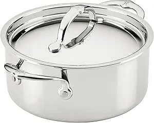 Hestan Probond Luxe 3-Quart Soup Pot With Lid, Professional Clad Stainless Steel, Procore Tri-Ply Clad Construction, Polished Exterior, Induction & Oven Safe